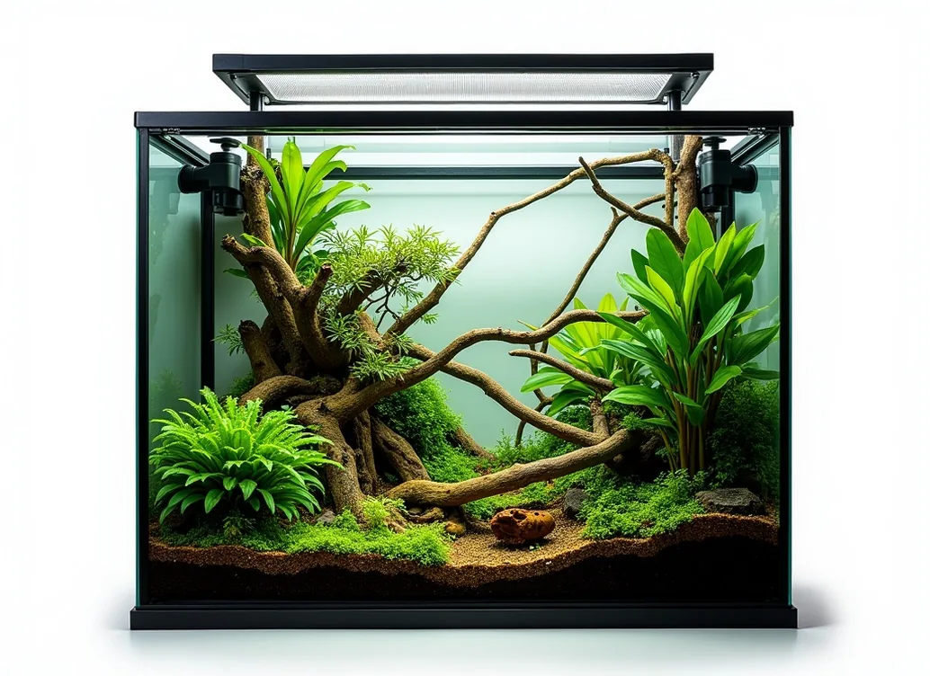 Complete rainforest bioactive terrarium tank 90cm wide glass enclosure with mesh top